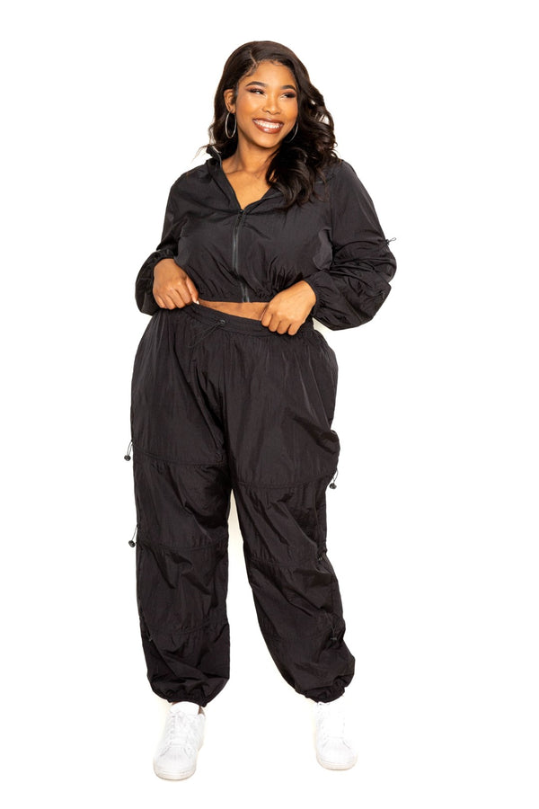 Plus Size Active Zip-Up Two Piece Set