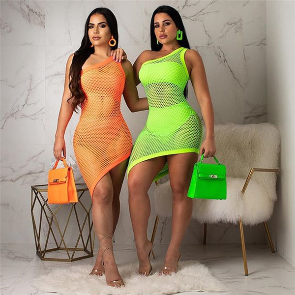 Neon Fish Net Dress Beach Cover Up